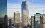 Minneapolis skyline including IDS Center, Foshay Tower, Capella Tower, Ameriprise Financial Center, Campbell Mithun Tower, AT&T Tower, 33 South Sixth.