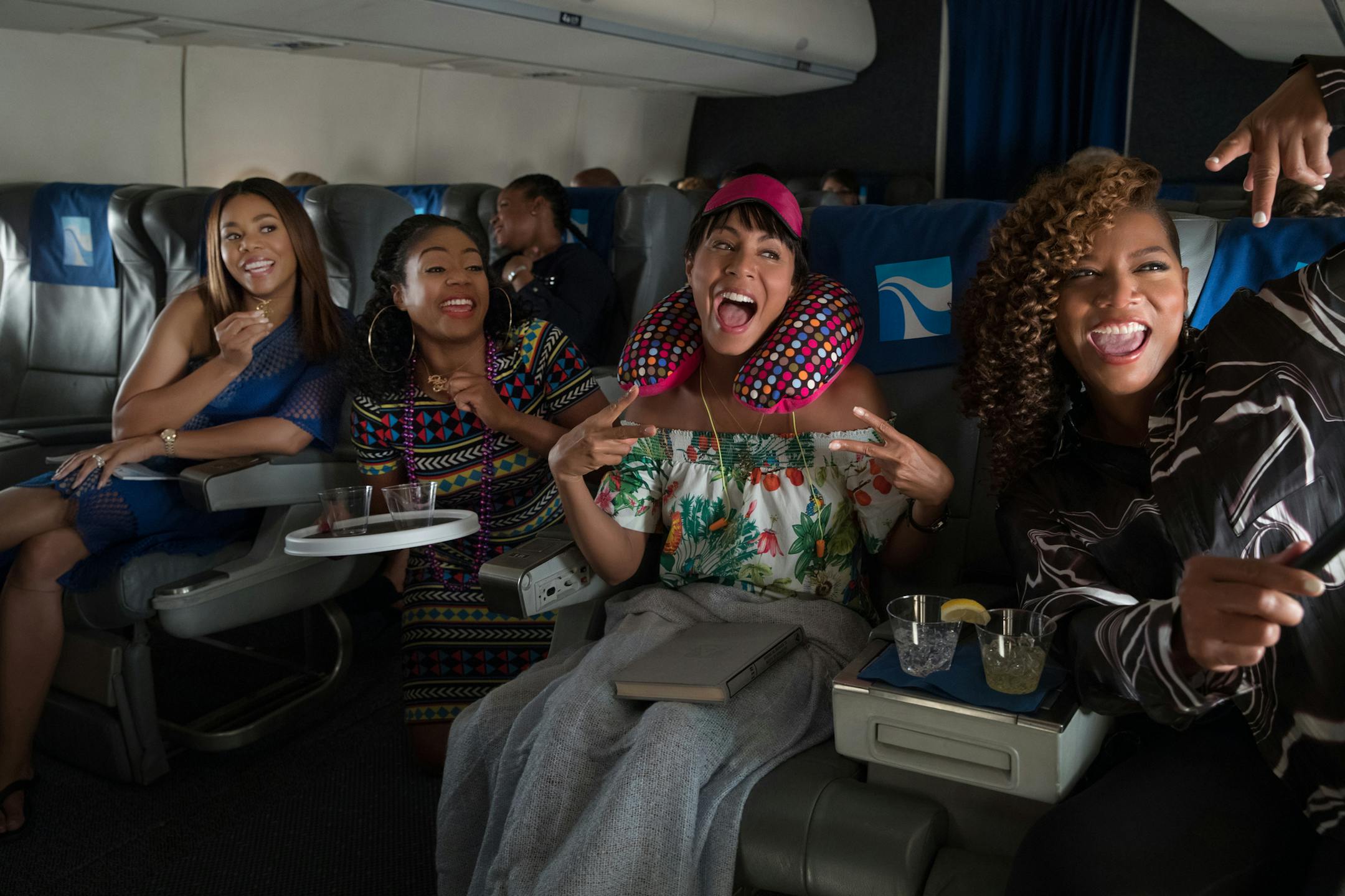 (L to R) REGINA HALL, TIFFANY HADISH, JADA PINKETT SMITH and QUEEN LATIFAH in "Girls Trip," a new comedy from director/producer Malcolm D. Lee ("The Best Man" franchise, "Barbershop: The Next Cut") and producer Will Packer ("Ride Along" and "Think Like a Man" franchises, "Almost Christmas"). When four lifelong friends travel to New Orleans for the annual Essence Festival, sisterhoods are rekindled, wild sides are rediscovered, and thereís enough dancing, drinking, brawling and romancing to