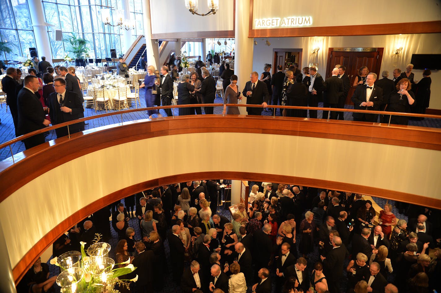 The second floor of the Ordway's lobby hosted tables for dinner as well as the cocktail reception prior to the grand opening of the $42 concert hall. ] (SPECIAL TO THE STAR TRIBUNE/BRE McGEE)