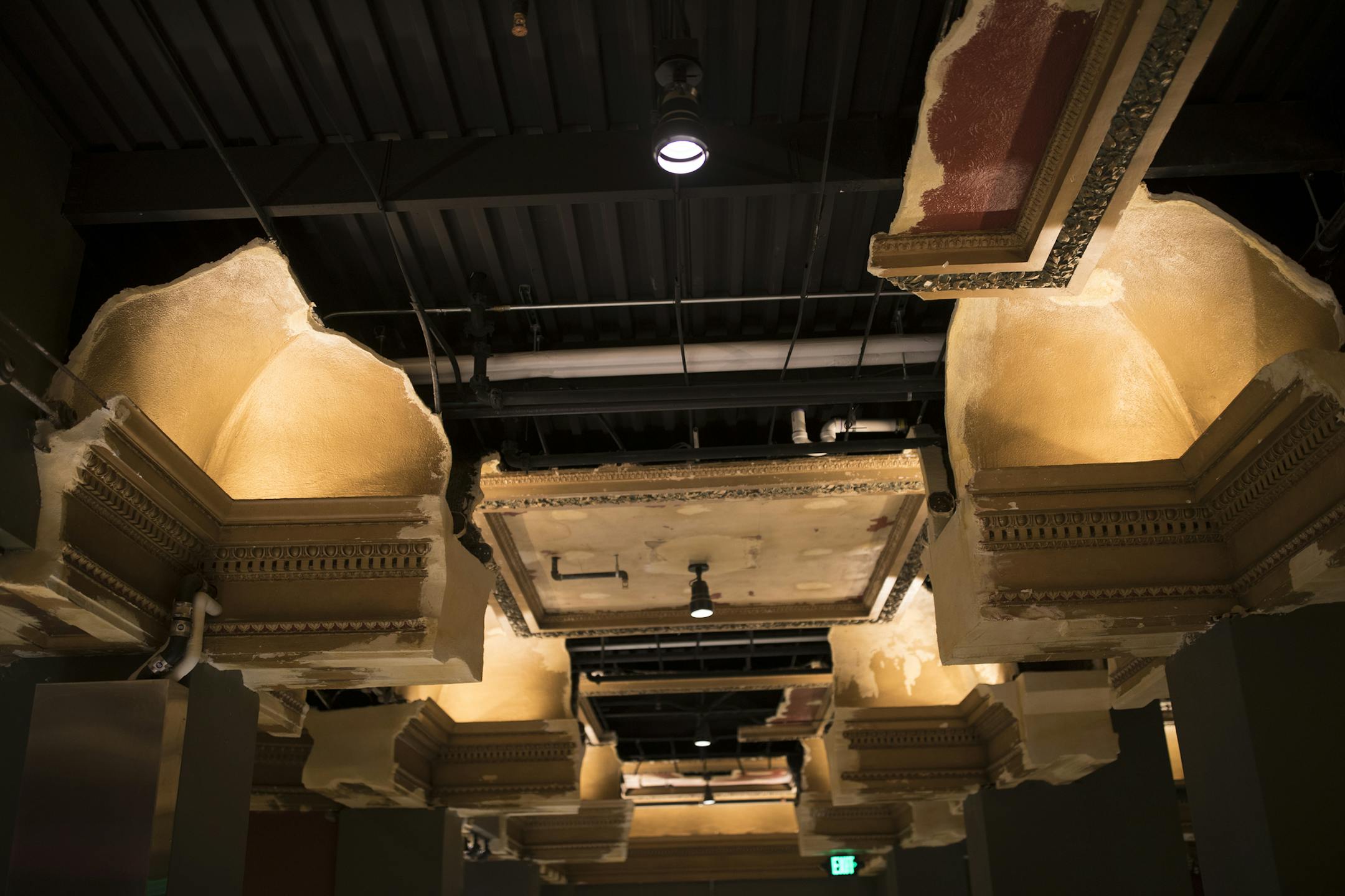 Part of the old ceiling with left as is in the restored Palace Theater in St Paul Thursday February 23, 2017 in St. Paul, MN.] JERRY HOLT &#xef; jerry.holt@startribune.com
