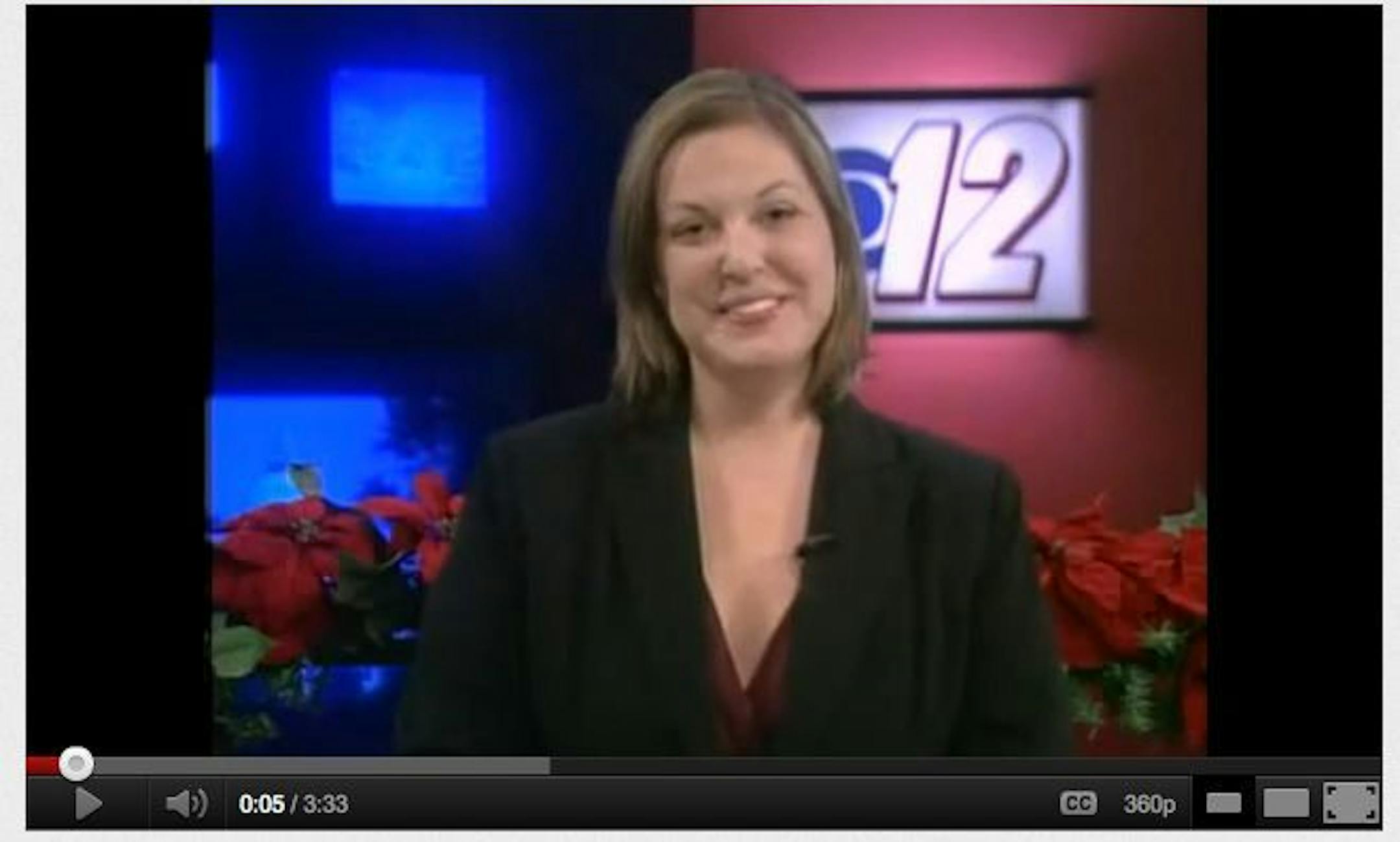 COURTESY YOUTUBE. A southern Minnesota television news anchor is getting a lot of unwanted attention thanks to a YouTube video that suggested she might have been drunk while on the air. During the Sunday night newscast, Annie Stensrud of KEYC-TV in Mankato appeared a little sleepy-eyed and was fumbling her lines.