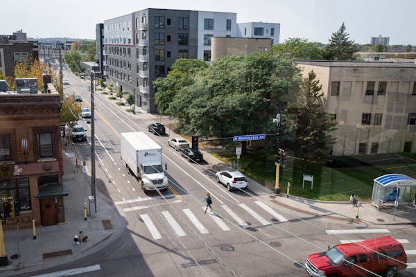 A view of 10th Avenue in Minneapolis' North Loop where a transit mall will be constructed for Blue Line extension trains and a bike and pedestrian tra