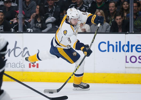 Nashville's Filip Forsberg hsa 54 points this season, most among NHL rookies.