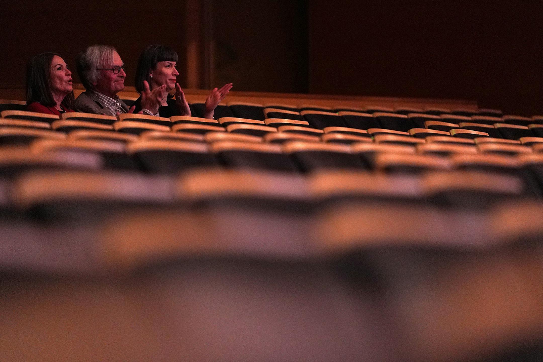 Minnesota Orchestra CEO Michelle Miller Burns was one of the few in attendance as the orchestra performed to a nearly empty hall for a radio broadcast as concerns for the Coronavirus forced cancellations of events around the country on Friday, March 13, 2020.