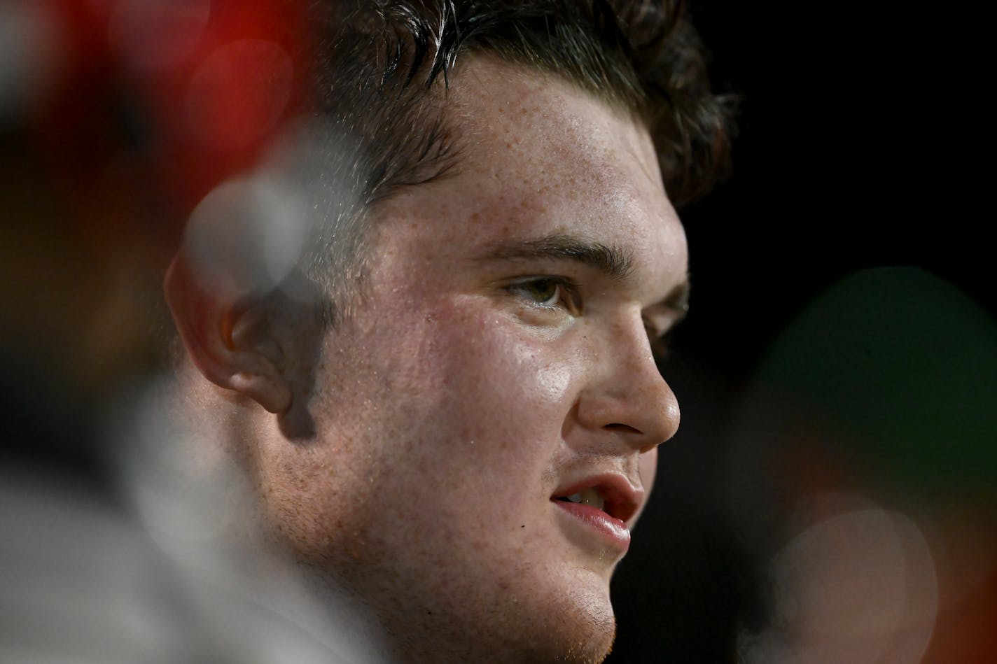 Eden Prairie Will Sather (57) looks on from the sideline during the second half of a football game against Shakopee Friday, Sept. 22, 2023 at Eden Prairie High School in Eden Prairie, Minn. ] AARON LAVINSKY • aaron.lavinsky@startribune.com