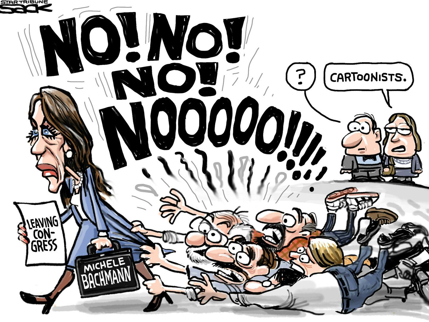 Sack cartoon Michele Bachmann s Exit