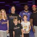 Tanya, Brad, Slade & Rylie Urangst with Vikings cornerback Xavier Rhodes and safety Michael Griffin.