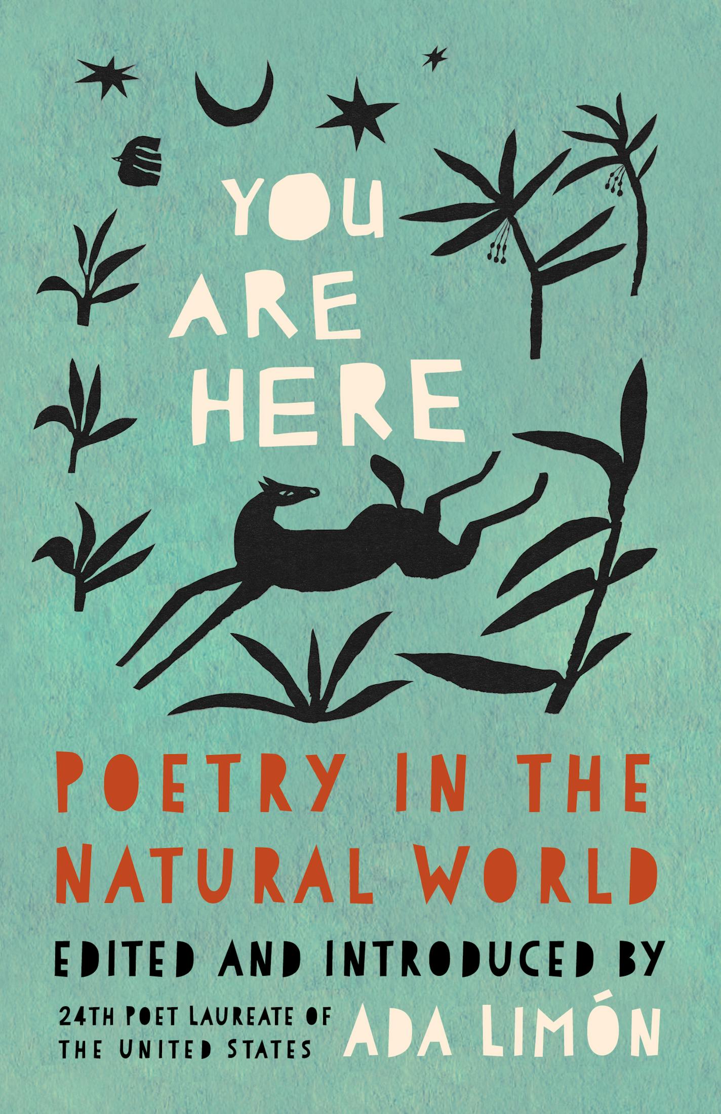 green cover of "You Are Here," with silhouetted images of nature