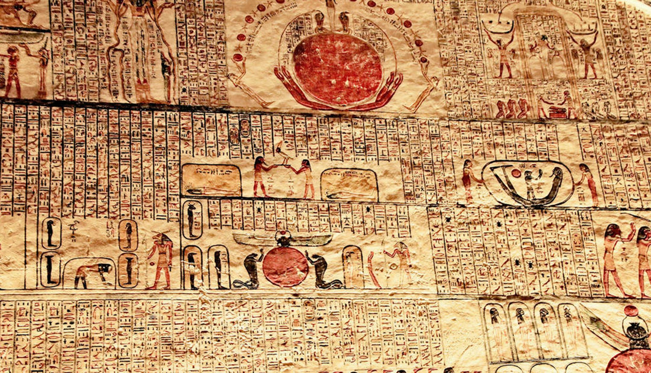 The chamber tomb of Ramses VI, in the Valley of the Kings, is rich with hieroglyphics and wall paintings. (Norma Meyer) ORG XMIT: 1231109