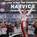 Kevin Harvick celebrated in Victory Lane after winning the NASCAR Cup Series auto race at Texas Motor Speedway in Fort Worth