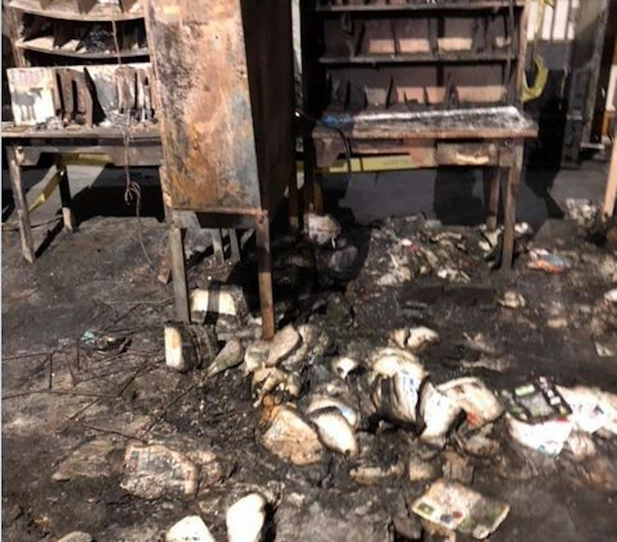 Some of the fire damage from inside the Loring Station post office, including mail that never made it to the intended recipients.
