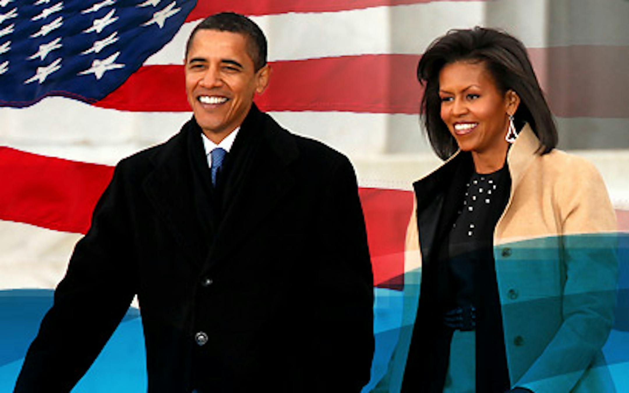 Barack and Michele Obama at presidential inauguration, 2009.