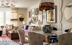 Interior designer Beth Diana Smith brought her maximalist style to life in her Irvington, N.J. living room with framed kuba cloth, a vintage African s