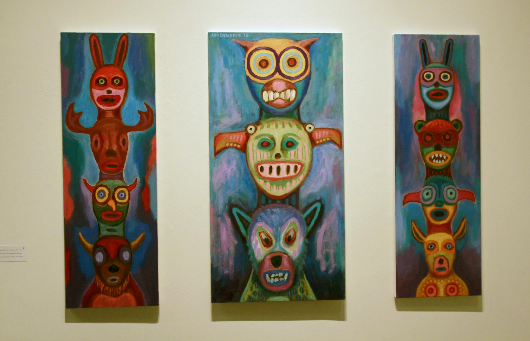 COPY OF ORIGINAL ARTWORK - by artist Jim Denomie, - from the series " Totems" - on display at the Bockley Gallery
