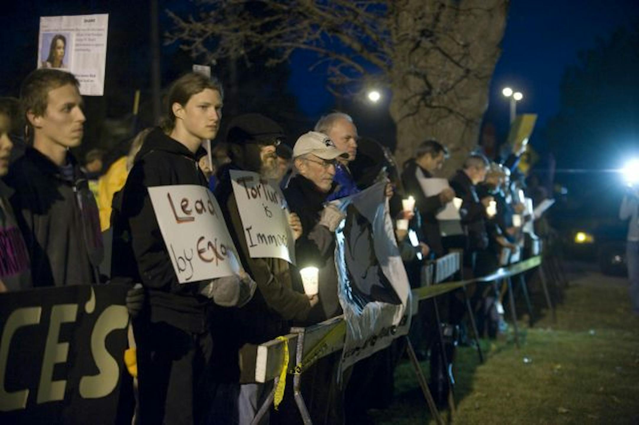 CONDOLEEZA RICE VISIT Protesters outside the Beth El Synagogue in St.Louis Park, protesting the visit of former secretary of state Condoleeza Rice.