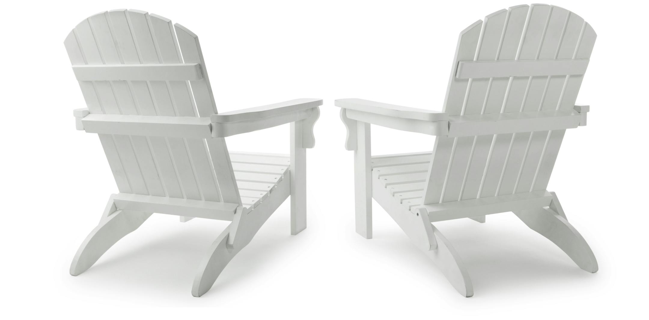 Two white Adirondack chairs
