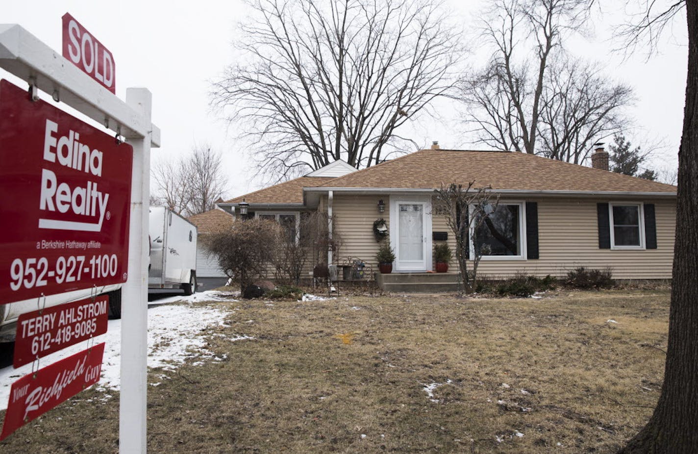 A home that was sold by realtor Terry Ahlstrom after multiple buyers bid on it in Richfield. ] LEILA NAVIDI &#xef; leila.navidi@startribune.com BACKGROUND INFORMATION: Realtor Terry Ahlstrom, a sales agent for Edina Realty who lives in Richfield and works primarily in that market, shows a home in Richfield to Logan Vlasaty on Wednesday, March 1, 2017. Vlasaty has been outbid on Richfield houses so many times, he's now started shopping in other suburbs.