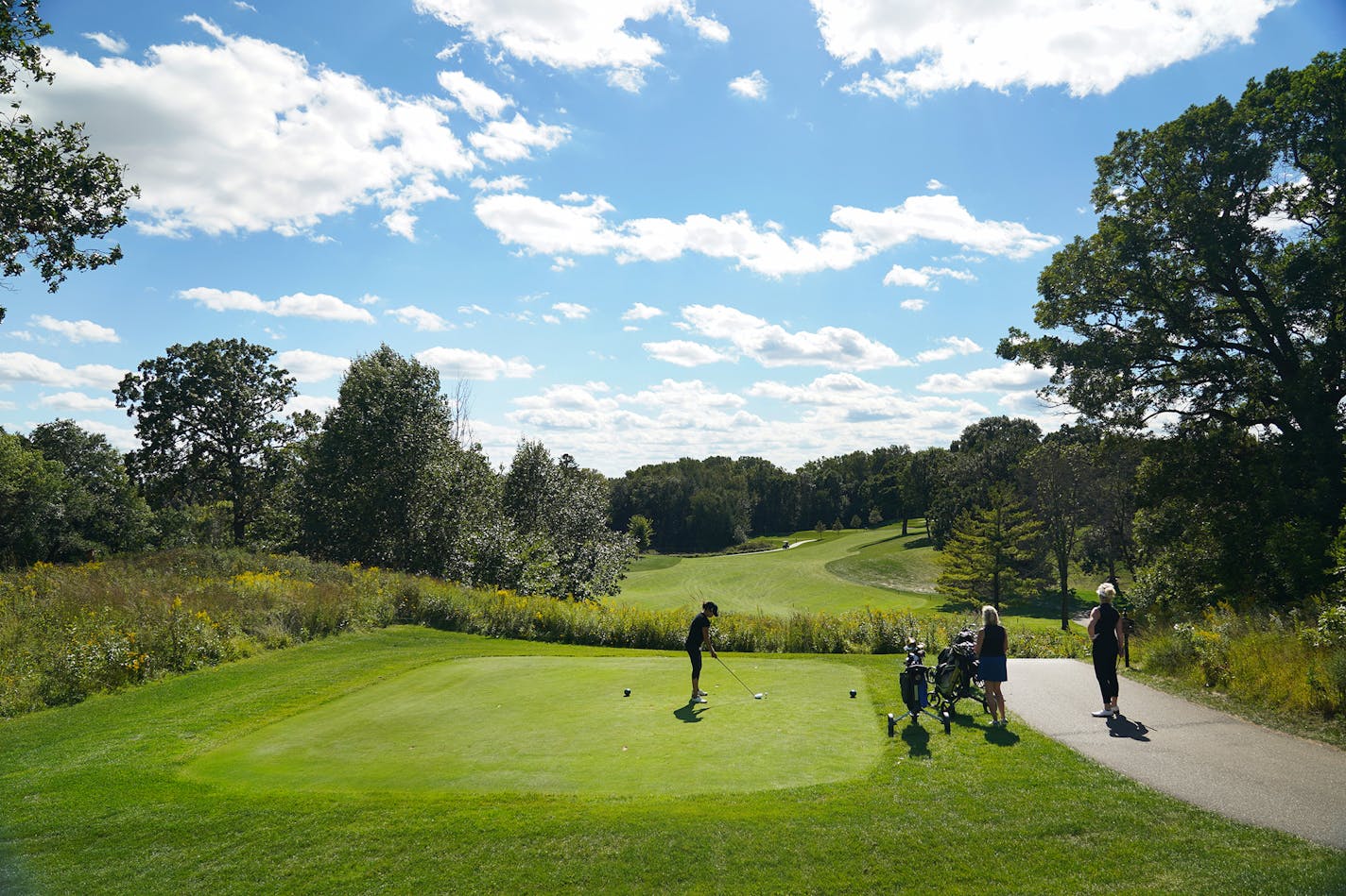 Golfers endured a windy day Thursdayt to get out on the links at Keller Golf Course in Maplewood.