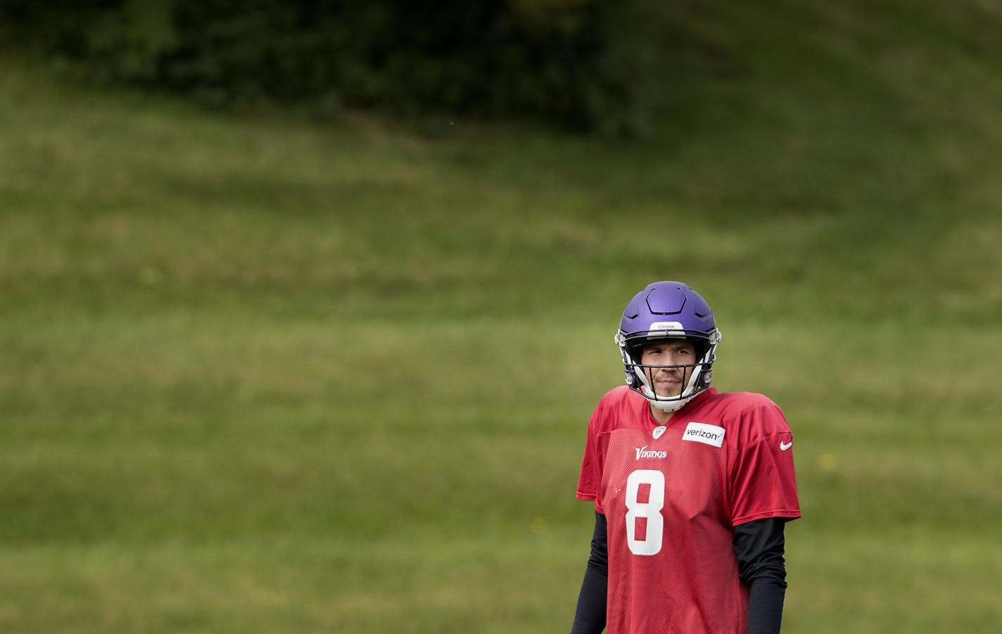 Minnesota Vikings quarterback Sam Bradford (8) during practice on Thursday.