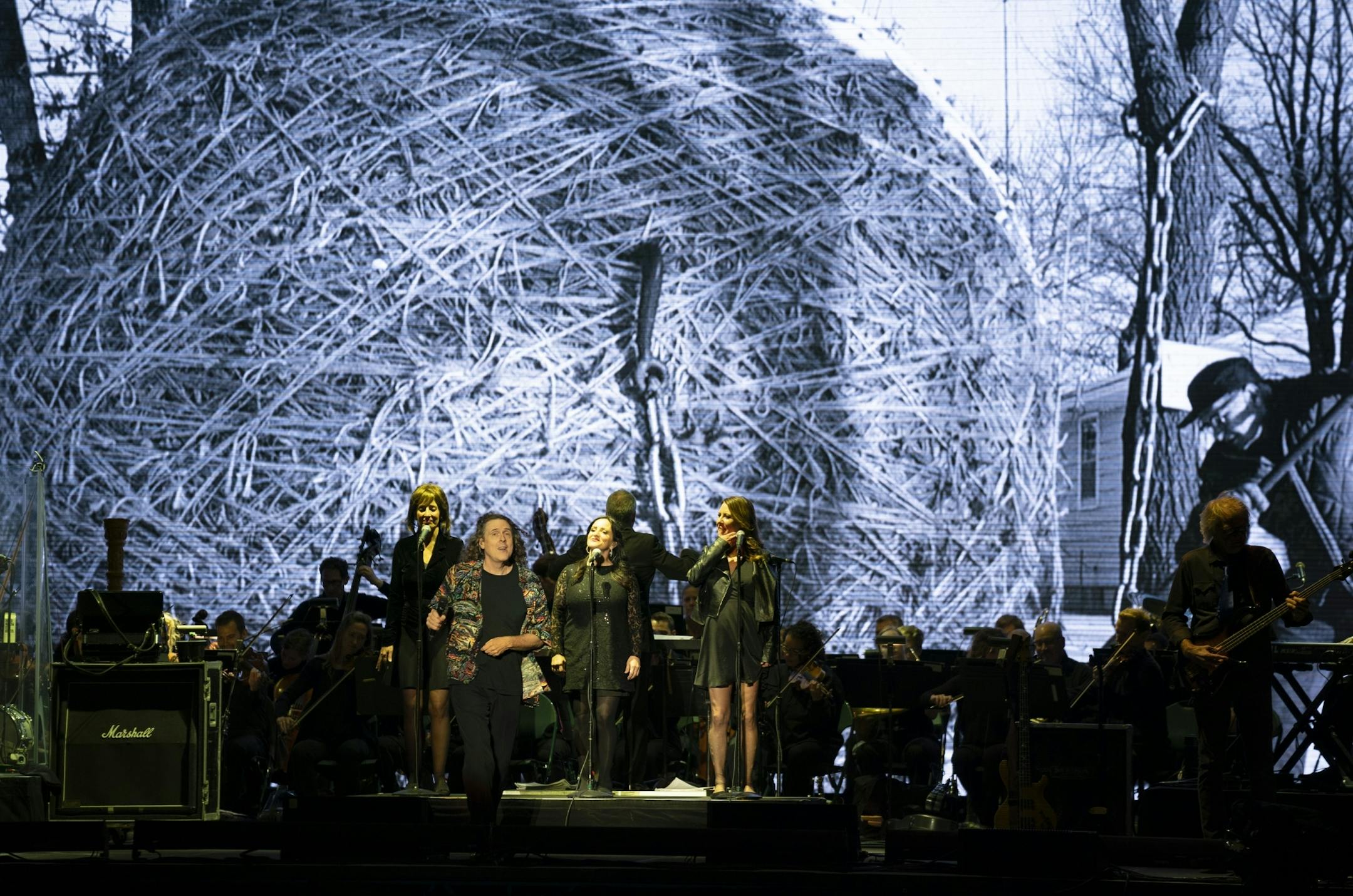 Weird Al Yankovic performing his song The Biggest Ball of Twine in Minnesota early in his set Tuesday night at the Grandstand.