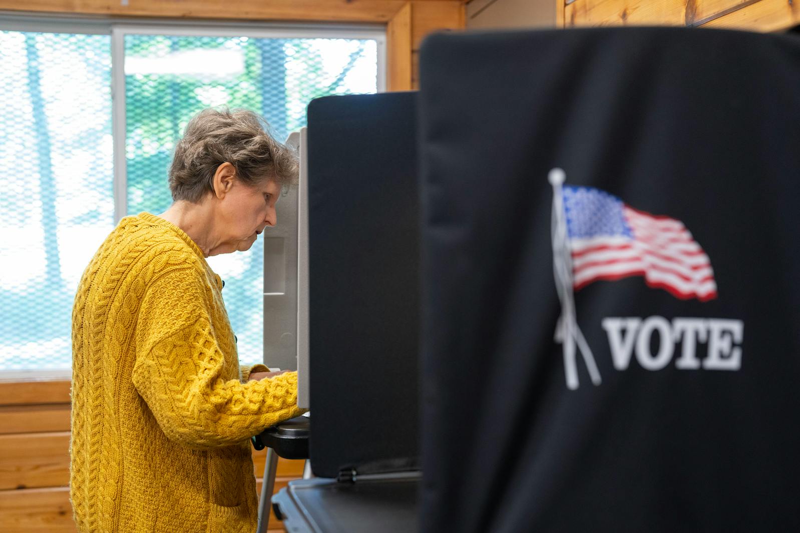 Meg Miller casts her vote in the special election to fill the seat of state representative Melissa Hortman at the Willowstone Park Building in Brooklyn Park, Minn. on Tuesday, Aug. 12, 2025.