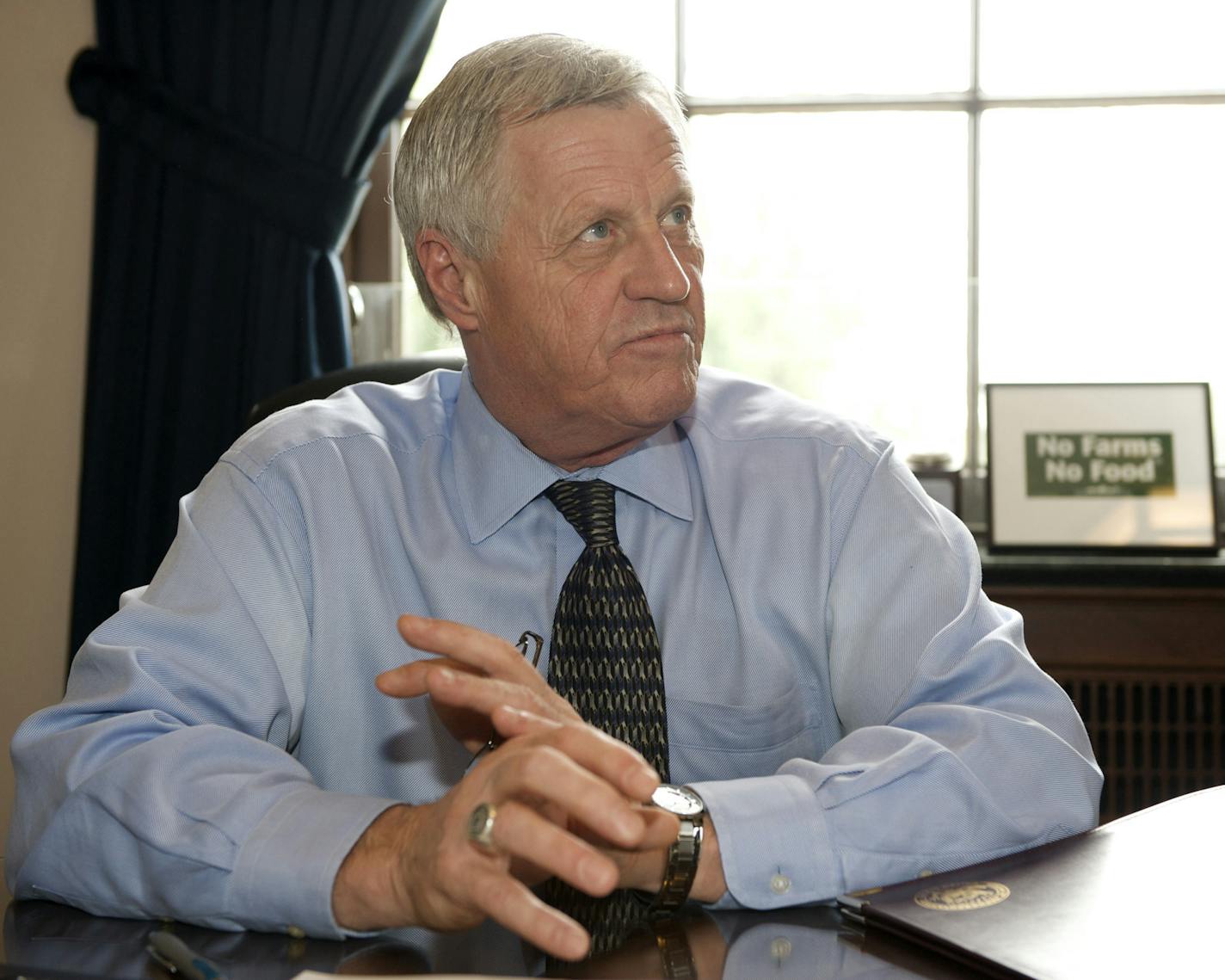 Minnesota Congressman Collin Peterson sits in his House Agricultural Committee office.