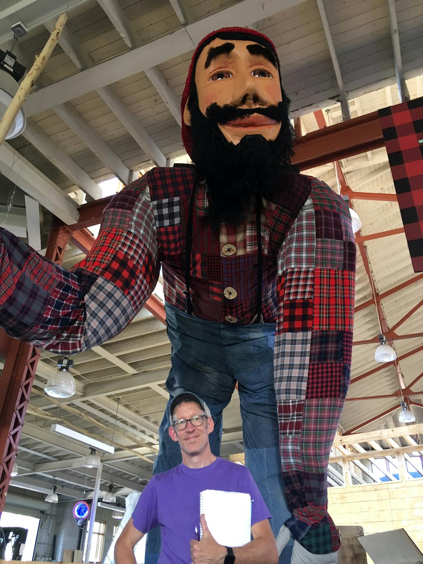 Scott Andre, Paul Bunyan creator, will spend one more State Fair with his 17-foot-tall icon before it gets auctioned off.