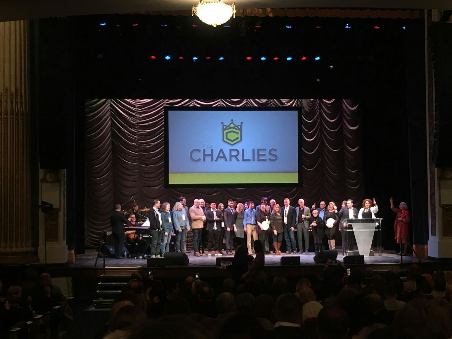 Winners congregate on stage at the 2019 Charlie Awards.