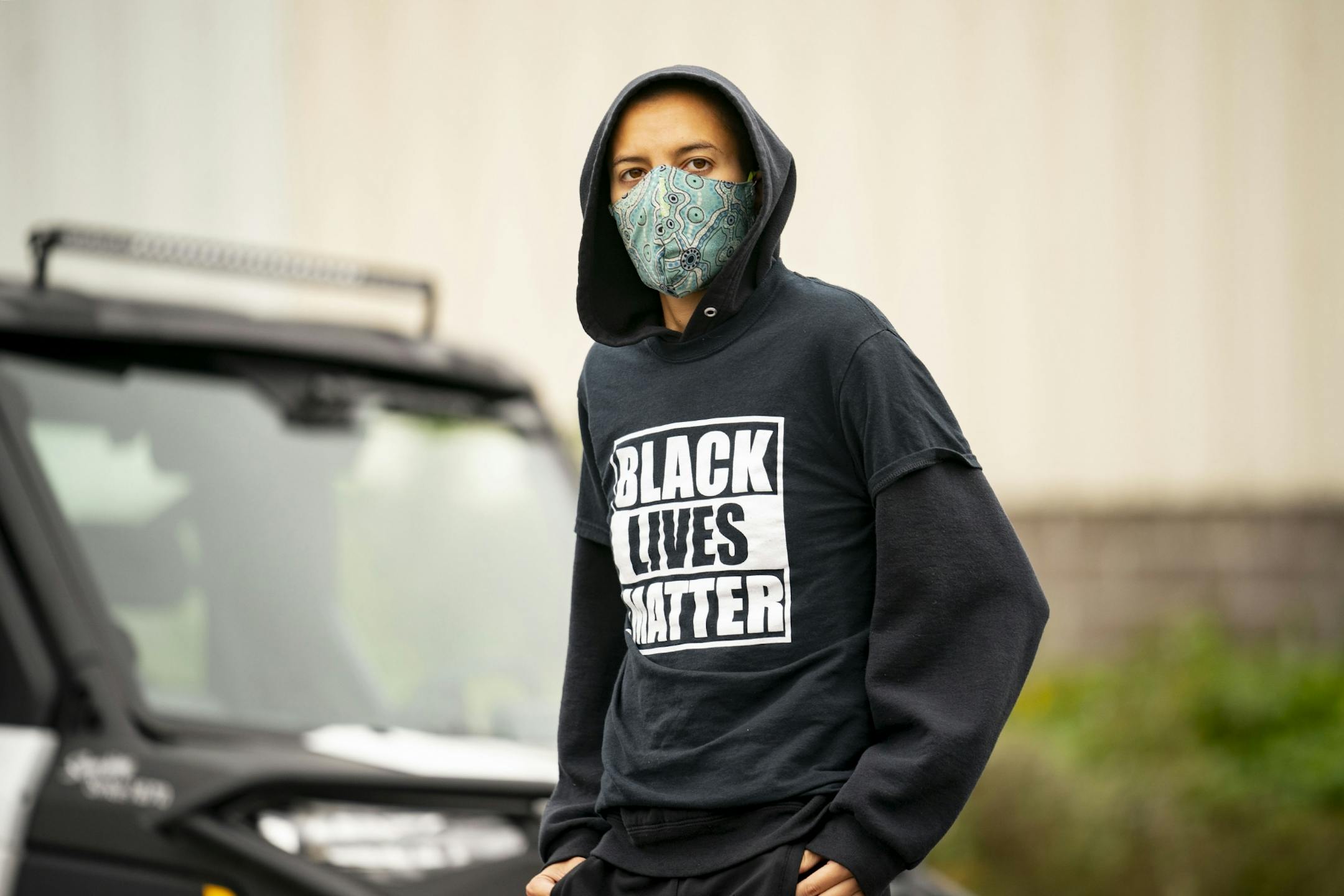 Three Black Lives Matter protestors showed up outside Lake Superior Warehousing in Duluth before Vice President Mike Pence was set to speak. They were asked to leave shortly after arrival .