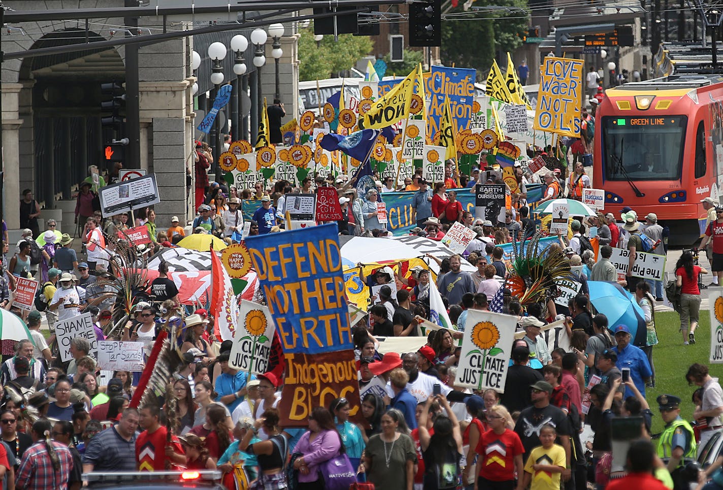 The marchers walked toward the Capitol along Cedar Street in St. Paul.