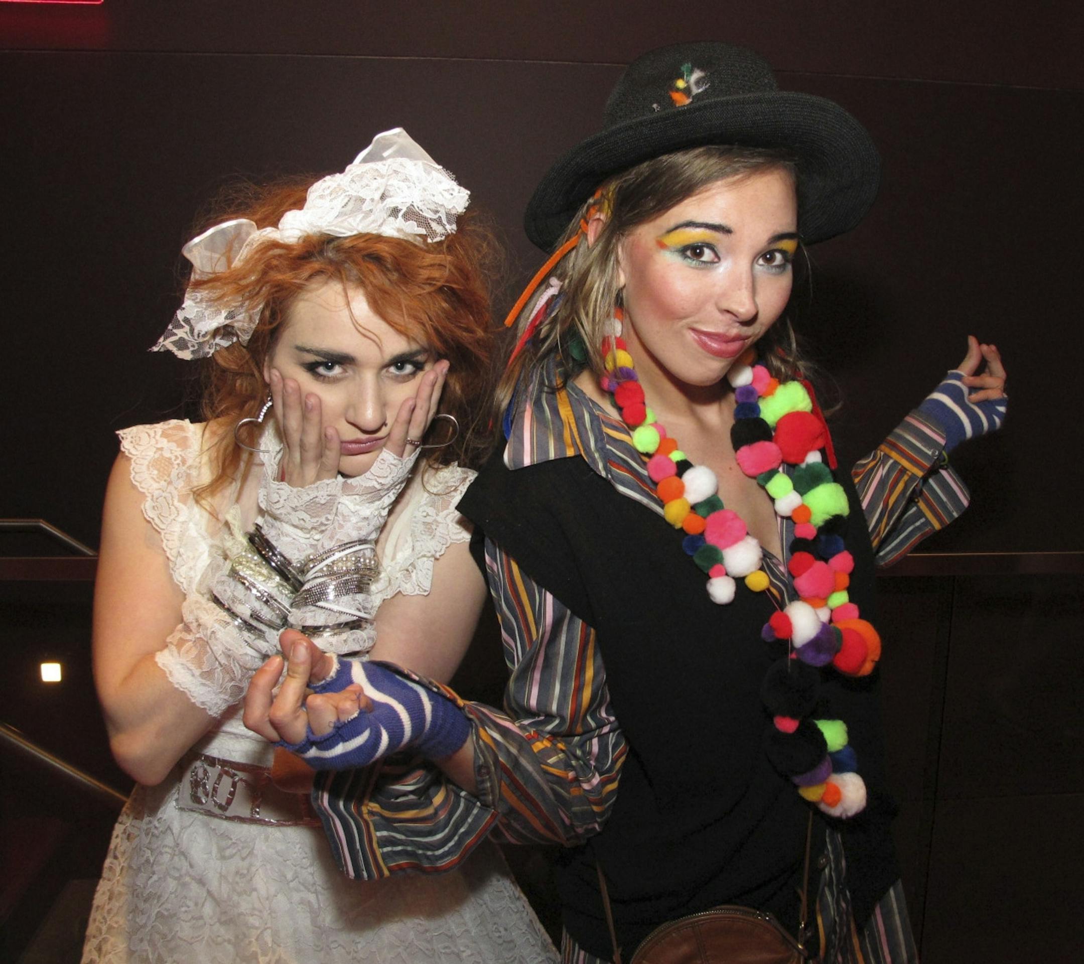 Laura Sukowatey and Shelley Woll at the Guthrie's Costume Ball Dance Party.