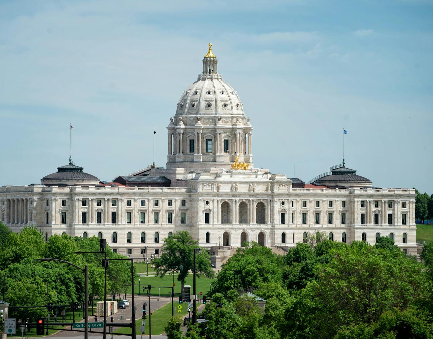 The Minnesota State Capitol will again be busy when a limited number of legislators return in mid June. In the foreground, a Civil War statue, erected in Summit Park,1903, representing Josias R. king, the first man to volunteer in the First Minnesota Infantry to fight in the Civil War. ] GLEN STUBBE • glen.stubbe@startribune.com Thursday, May 28, 2020 EDS, for any appropriate use