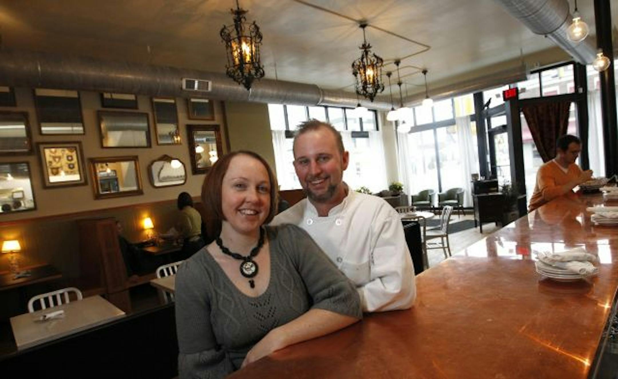 Blackbird co-owners Gail Mollner and Chris Stevens, at the counter in their reincarnated Minneapolis restaurant.
