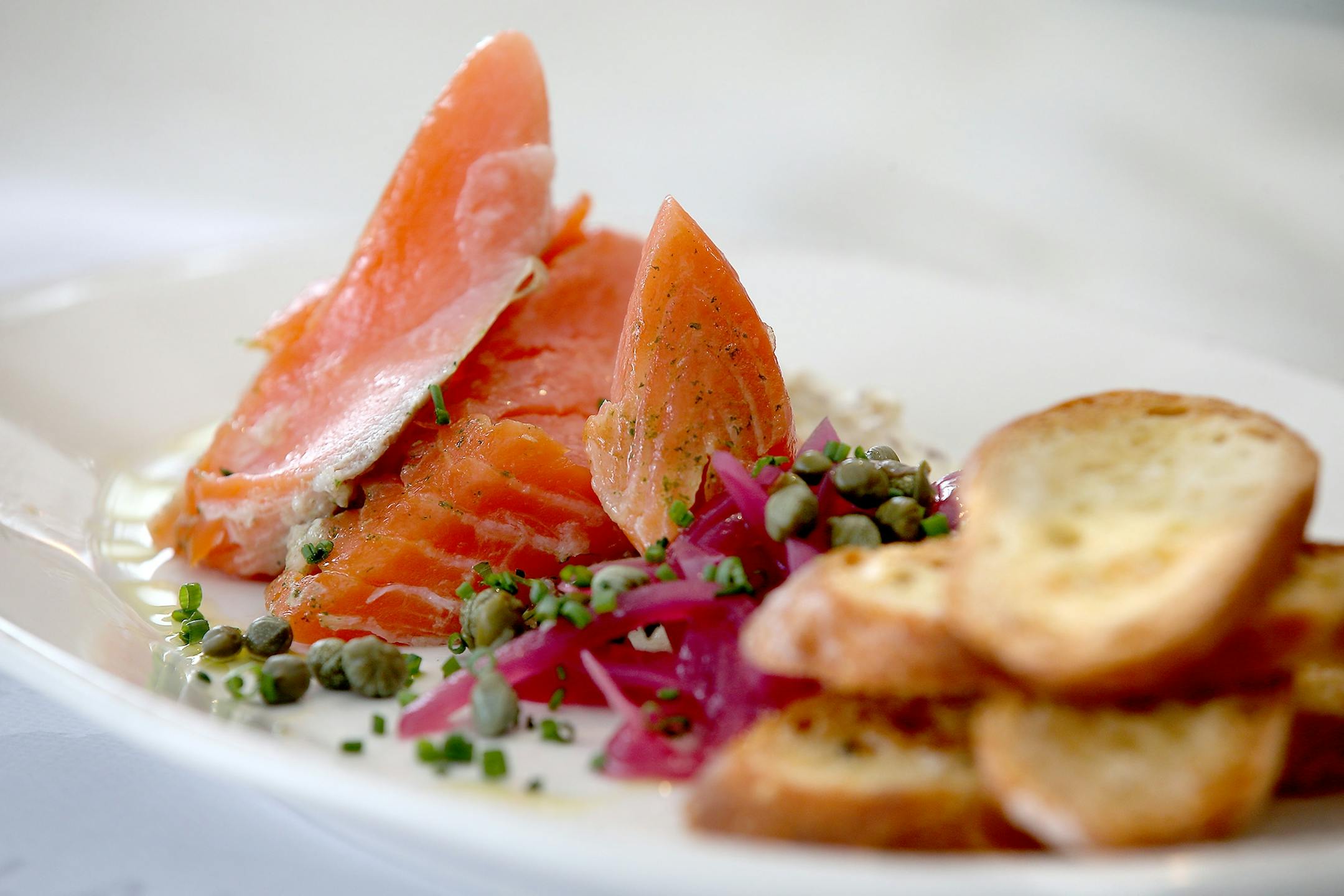 The smoked salmon appetizer at Cov restaurant.