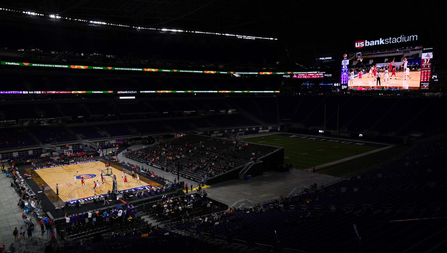 St. Thomas played Wisconsin-River Falls in a NCAA Division III game Friday, Nov. 30, 2018 at U.S. Bank Stadium as part of the U.S. Bank Stadium Basketball Classic.