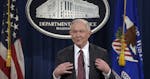 Attorney General Jeff Sessions speaks during a news conference at the Justice Department in Washington, Thursday, March 2, 2017. Sessions said he will
