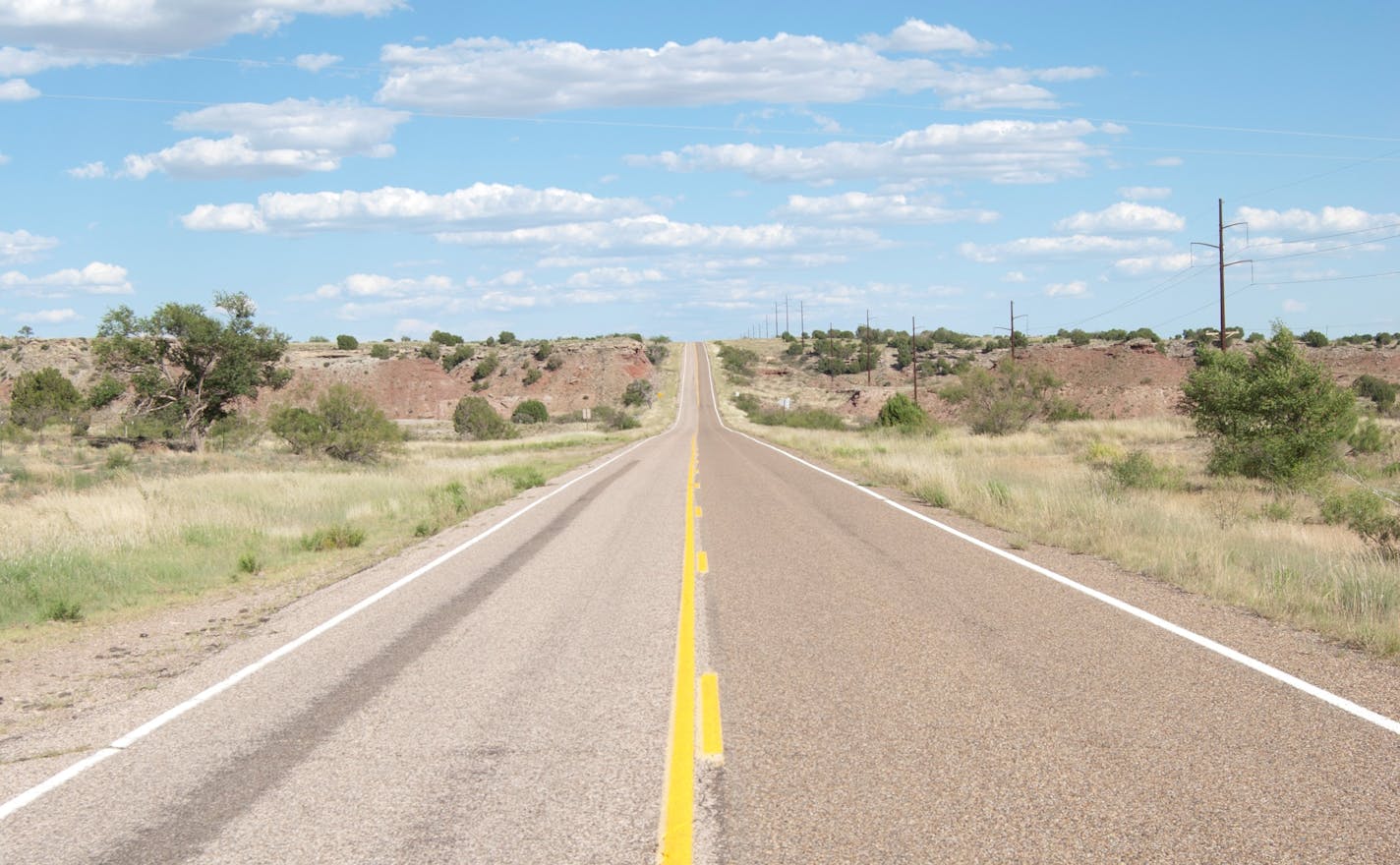 A long stretch of Route 66 in New Mexico.