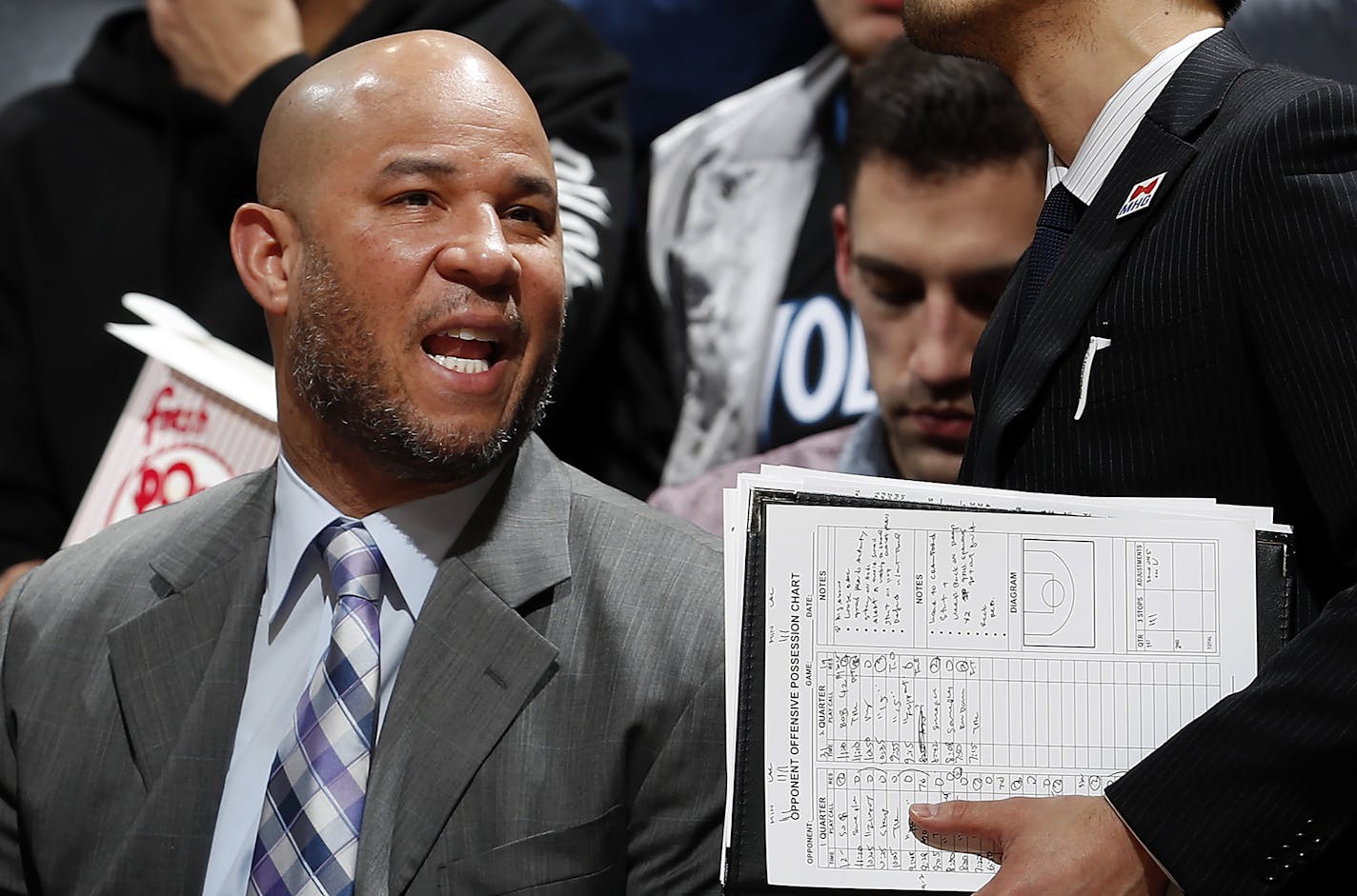 Minnesota Timberwolves assistant coach Rick Brunson. ] CARLOS GONZALEZ &#xef; cgonzalez@startribune.com - March 8, 2017, Minneapolis, MN, Target Center, NBA Basketball, Minnesota Timberwolves vs. Los Angels Clippers