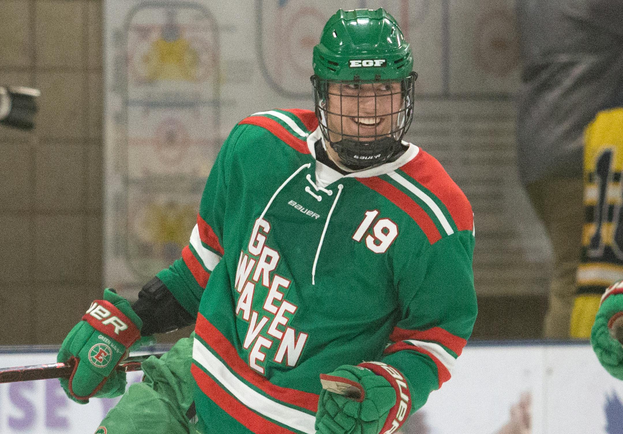 Tanner Mack (19) of East Grand Forks. East Grand Forks vs. Totino-Grace 11/30/18 photos by Cheryl Myers, SportsEngine