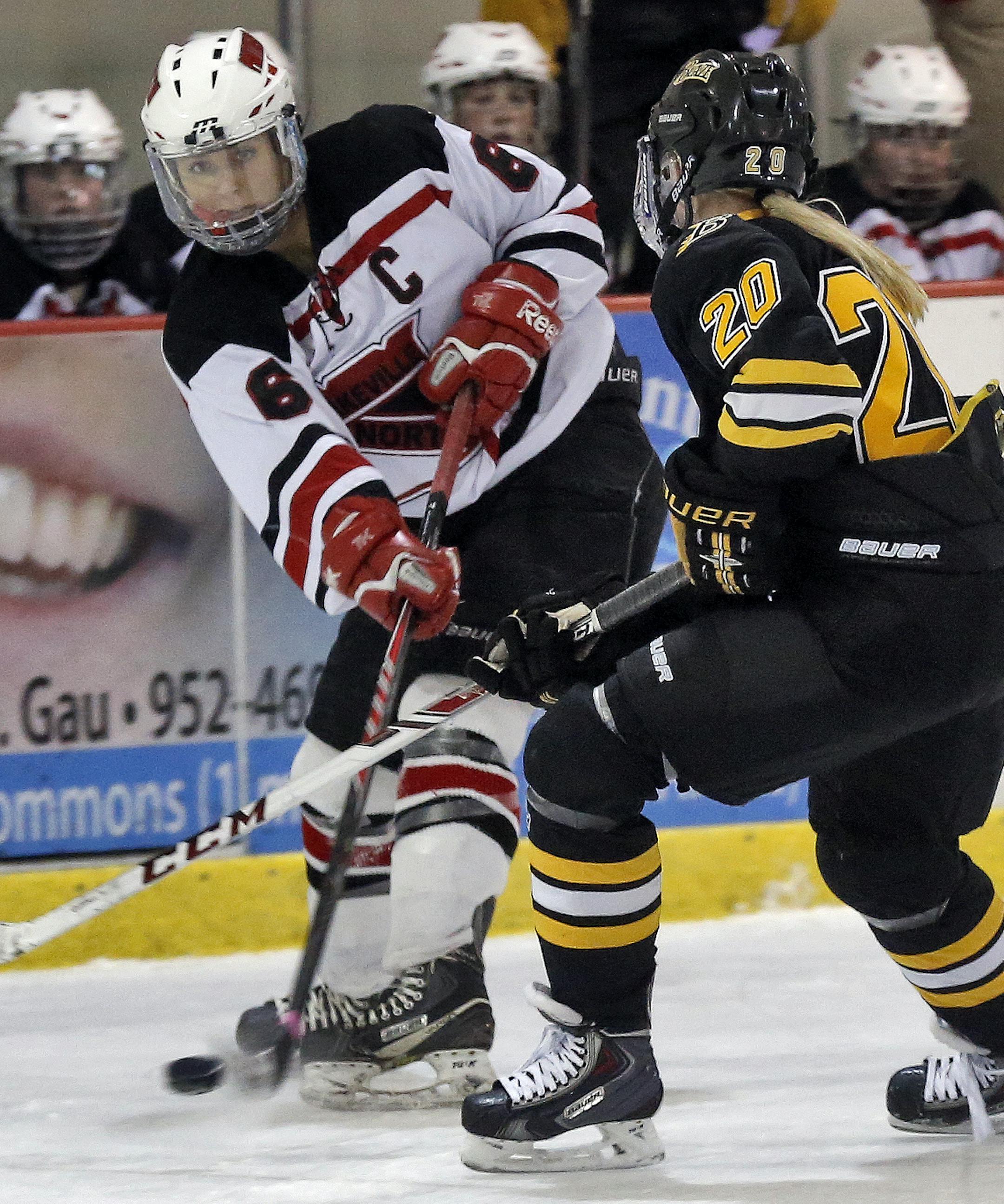 Lakeville North girls hockey team in a recent game against Burnsville. Dani Sadek #6 in action. (MARLIN LEVISON/STARTRIBUNE(mlevison@startribune.com)