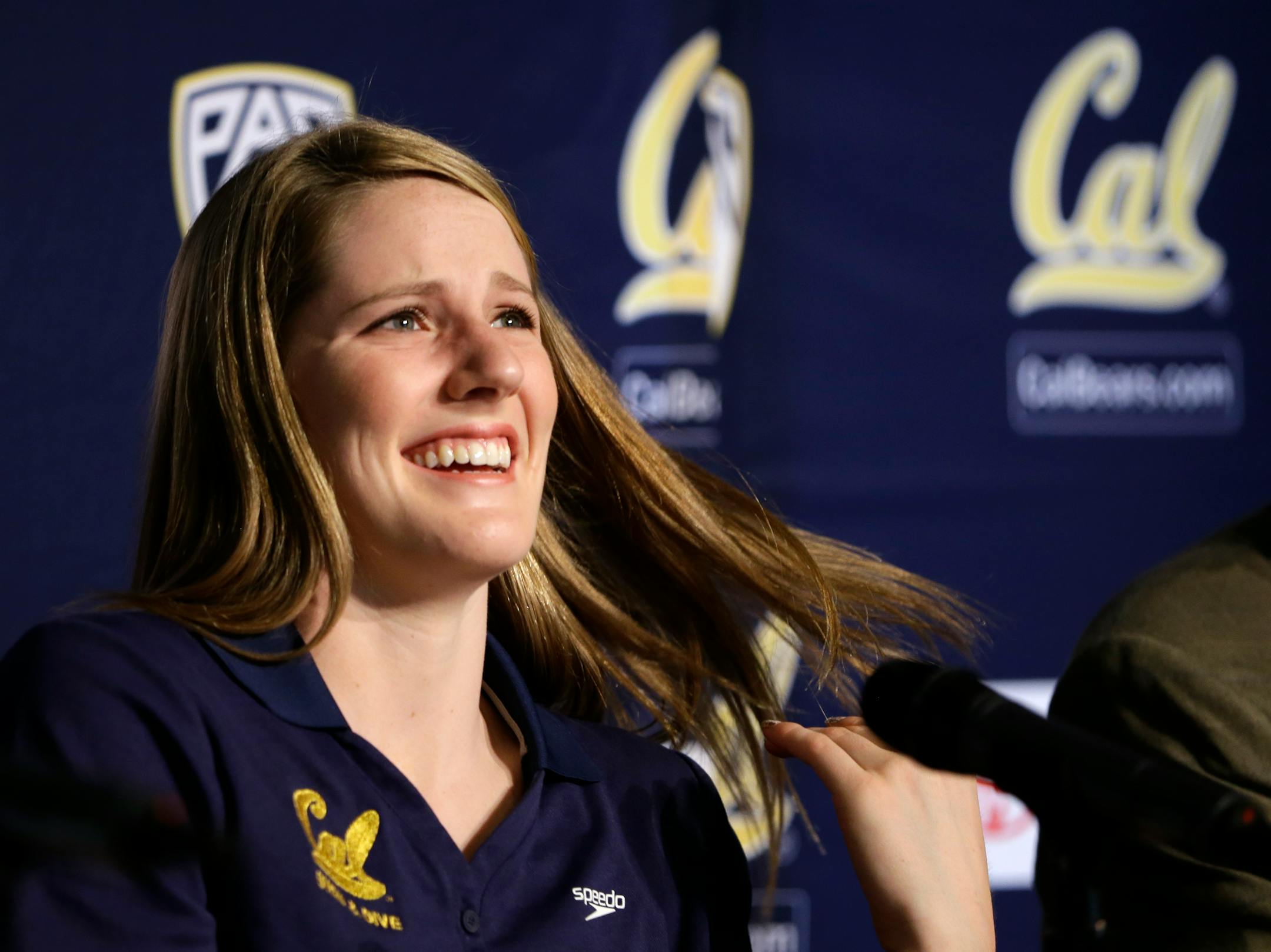 University of California freshman swimmer Missy Franklin smiles during a news conference Wednesday, Aug. 28, 2013, in Berkeley, Calif. One of the most renowned swimmers in the world, Franklin won four gold medals and one bronze medal at the 2012 Olympics in London and recently captured a record six gold medals at the 2013 World Championships in Barcelona. She will be joining a Cal women�s program that claimed NCAA team titles in 2009, 2011 and 2012 and was the national runner-up this past season