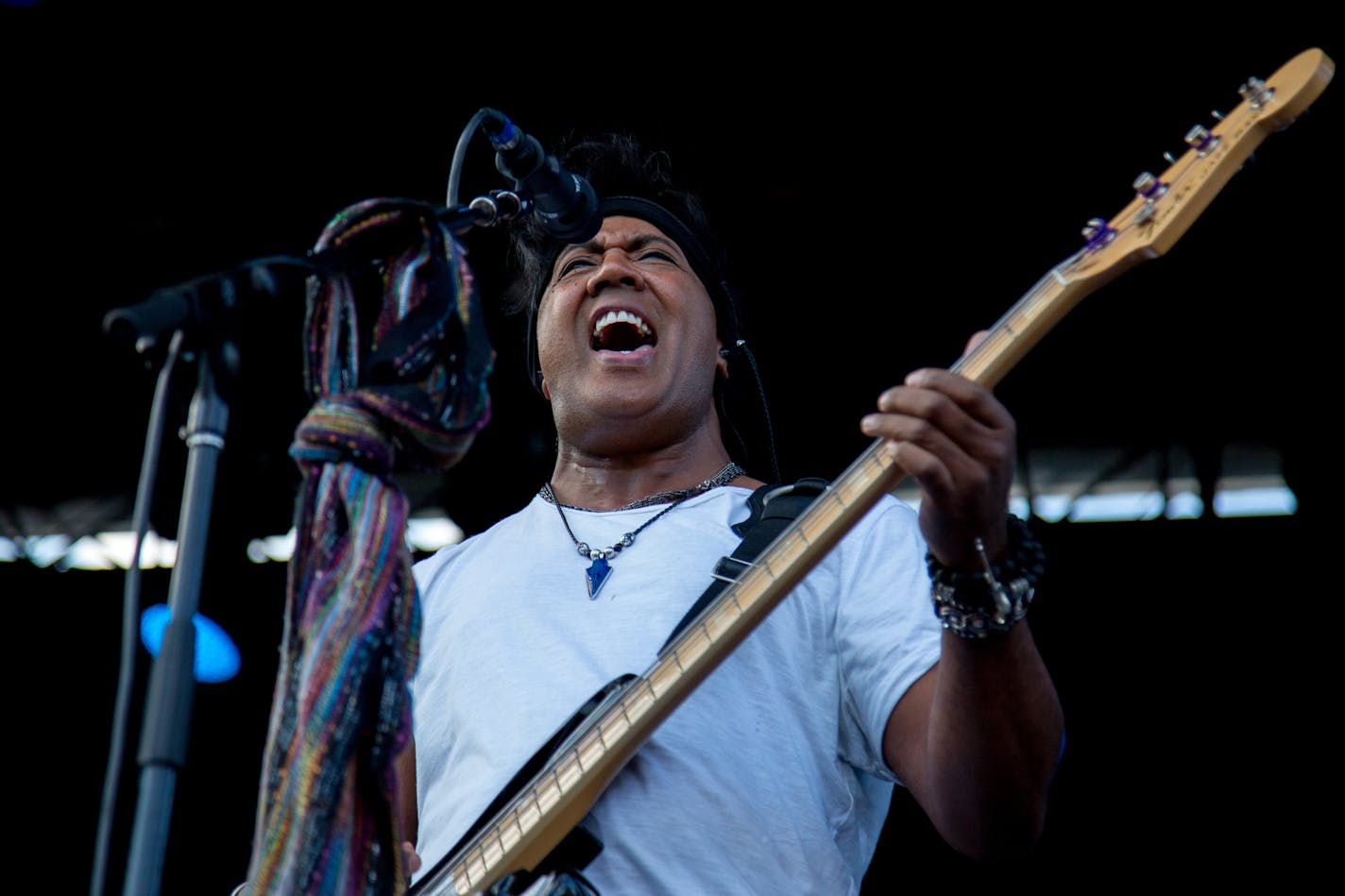 BrownMark performs with The Revolution during Rock the Garden outside Walker Art Center in Minneapolis on Saturday. ] COURTNEY PEDROZA ¥ courtney.pedroza@startribune.com; Rock the Garden 2017 headlined by Bon Iver and Prince's Revolution outside Walker Art Center; Minneapolis; July 22, 2017