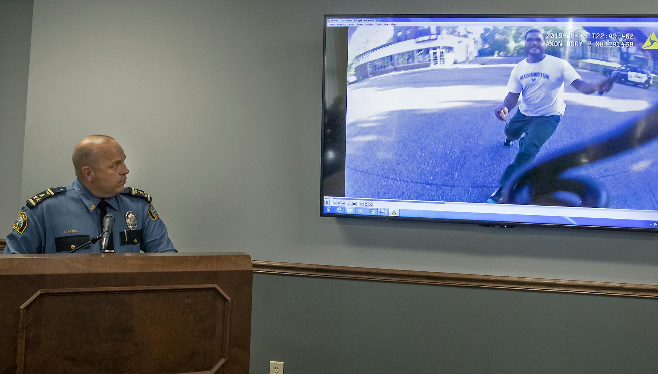 St. Paul Police Chief Todd Axtell released the body camera video from last week's officer-involved shooting of 31-year-old Ronald Davis during a press conference, Tuesday, September 24, 2019 at the St. Paul Police Department Headquarters. ] ELIZABETH FLORES • liz.flores@startribune.com