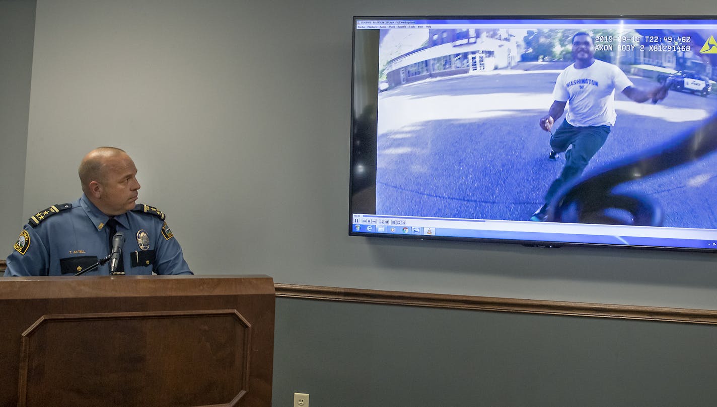 St. Paul Police Chief Todd Axtell released the body camera video from last week's officer-involved shooting of 31-year-old Ronald Davis during a press conference, Tuesday, September 24, 2019 at the St. Paul Police Department Headquarters. ] ELIZABETH FLORES &#x2022; liz.flores@startribune.com