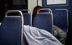 Two people slept on the Green Line train early on a Friday morning.