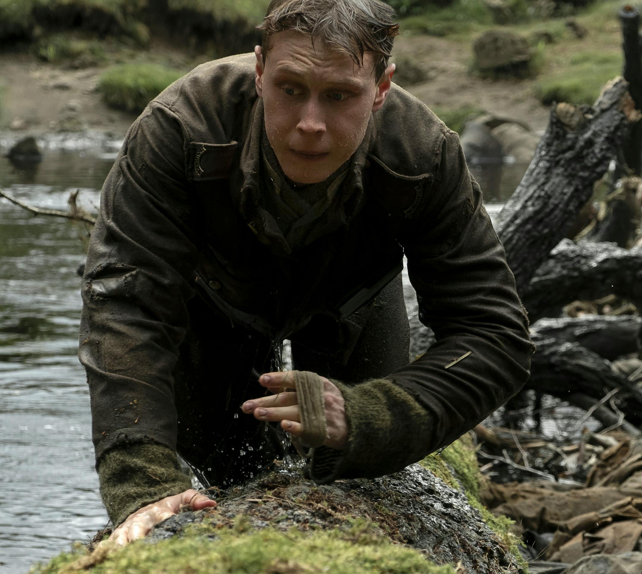 This image released by Universal Pictures shows George MacKay in a scene from "1917," directed by Sam Mendes. (Fran&#xe7;ois Duhamel/Universal Pictures via AP)