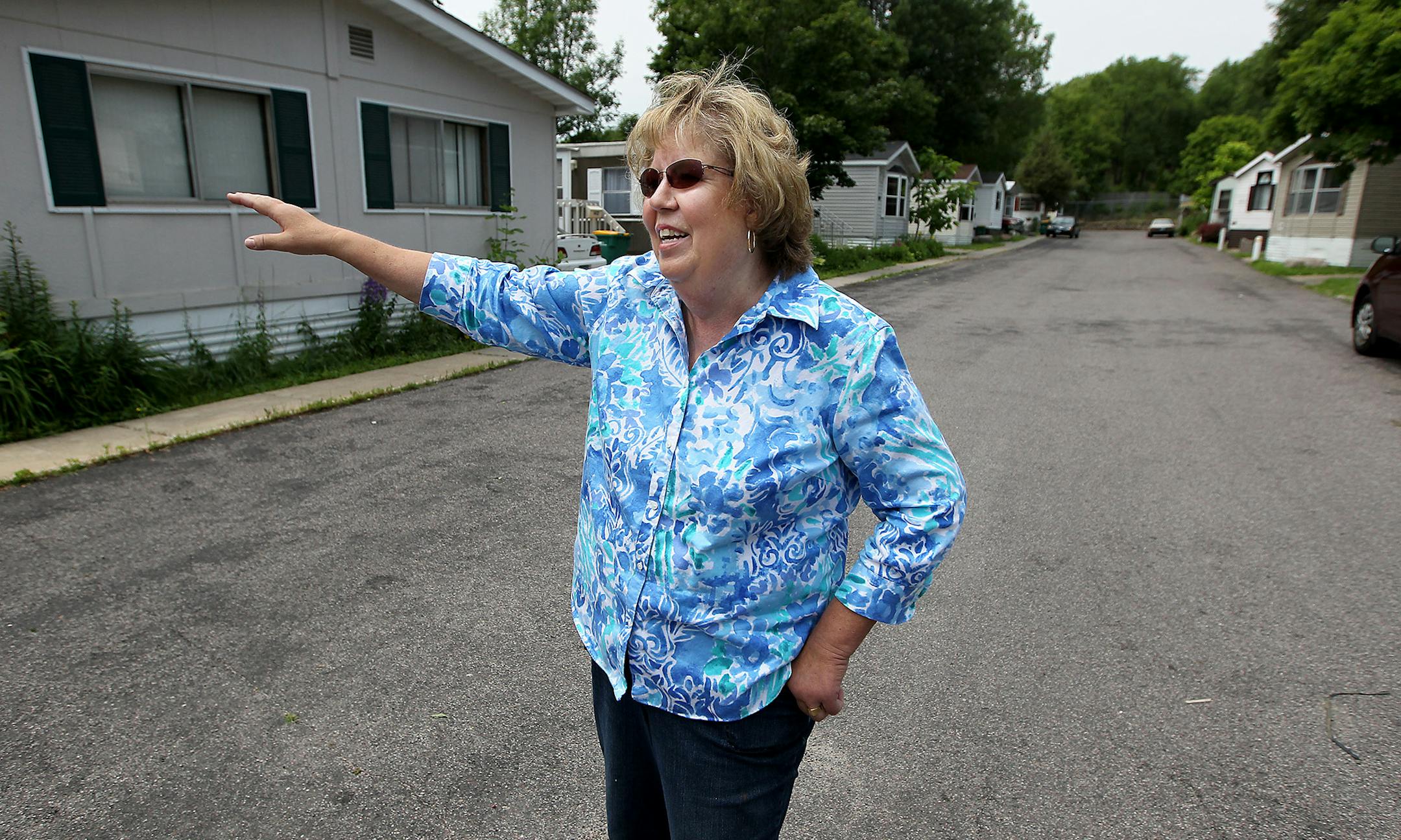 Linda Johnson's husband has lived his whole life in the trailer commmunity. Her father in law bought the place in 1948. She married into the business and has lived there since 1979. Johnson showed off some of the trailers Wednesday, July 1, 2015 in Hilltop, MN. ] (ELIZABETH FLORES/STAR TRIBUNE) ELIZABETH FLORES • eflores@startribune.com