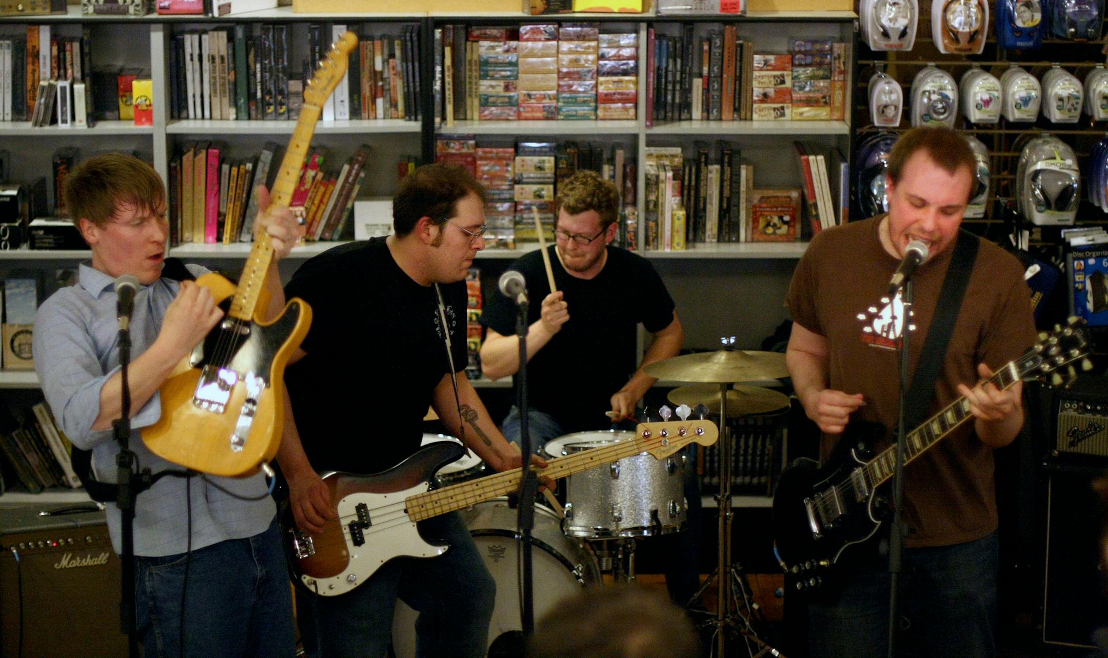 Jeff Allen, left, during his days in the Plastic Constellations, circa 2008 when they released their final album, "We Appreciate You." The rest of the band included Jordan Roske, bass, Aaron Mader, guitar, and Matt Scharenbroich, drums.