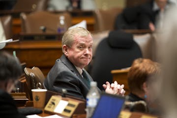 Author of the higher education bill Rep. Gene Pelowski, DFL-Winona, smiled as Rep. Glenn Gruenhagen, R-Glencoe praised his bill and his role as chair 