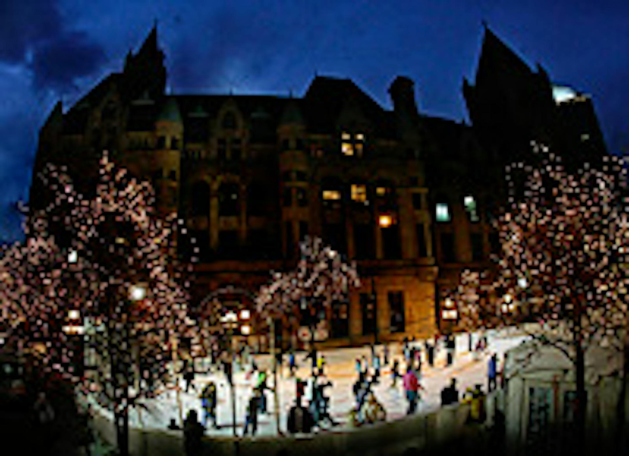 Ice skating at Landmark Plaza.